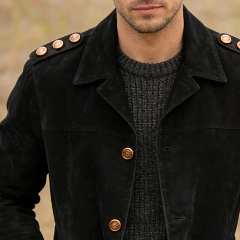 Men's Retro Casual Faux Suede Lapel Button Jacket MTA1248L9TO sold by Manly product image thumbnail 3