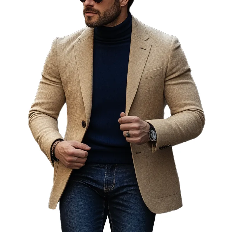 Men's Winter Retro Faux Wool Button Suit Jacket MTA1240L1P sold by Manly