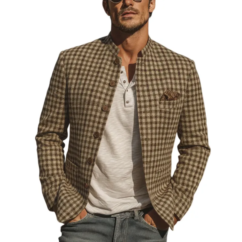 Men's Classic Vintage-style Wool-blend Stand-collar Jacket MTA1121L6K sold by Manly