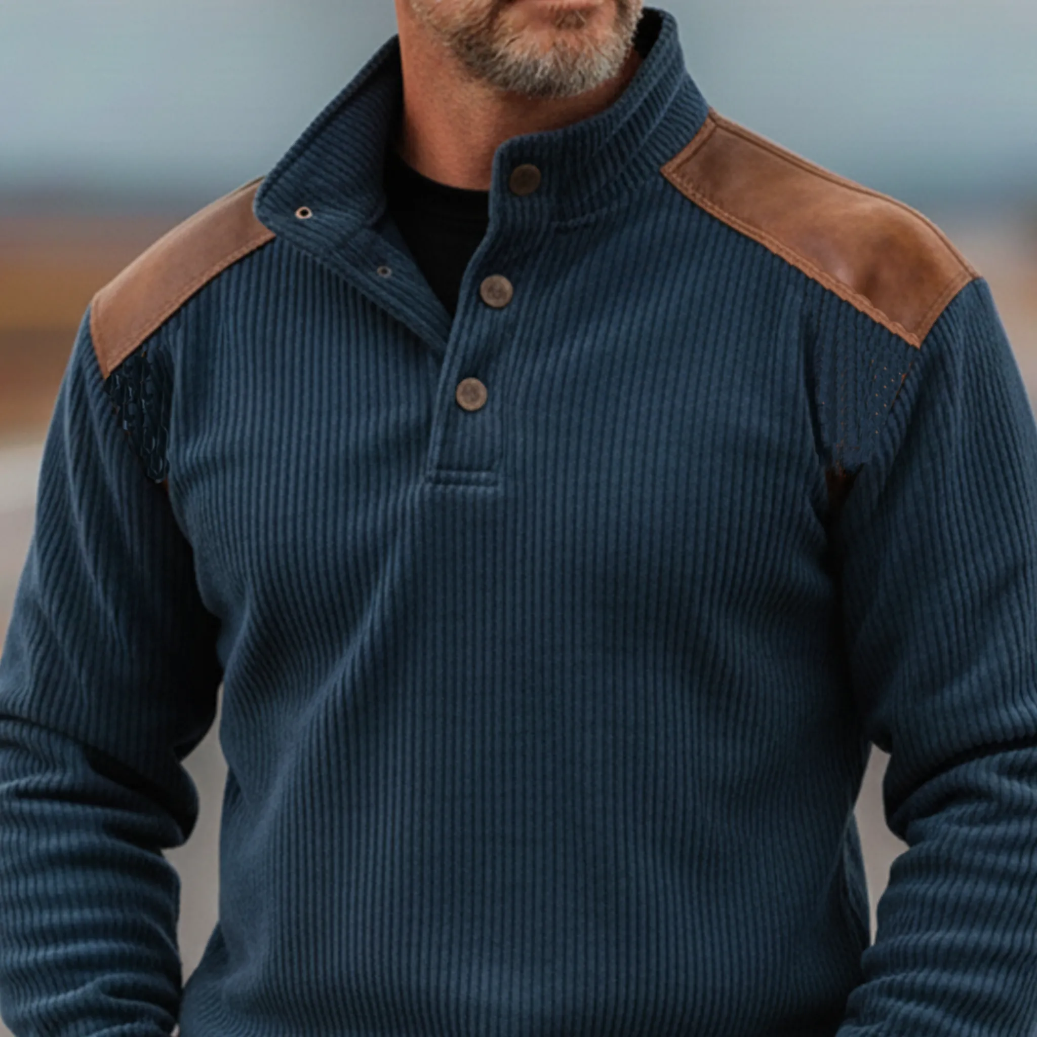 Men's Classic Vintage Stand-collar Corduroy Sweatshirt MTA1040L3K sold by Manly product image thumbnail 5