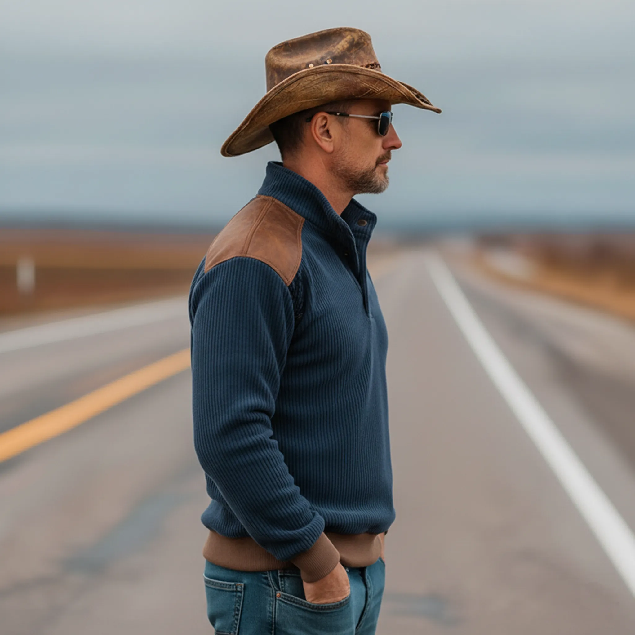 Men's Classic Vintage Stand-collar Corduroy Sweatshirt MTA1040L3K sold by Manly product image thumbnail 3