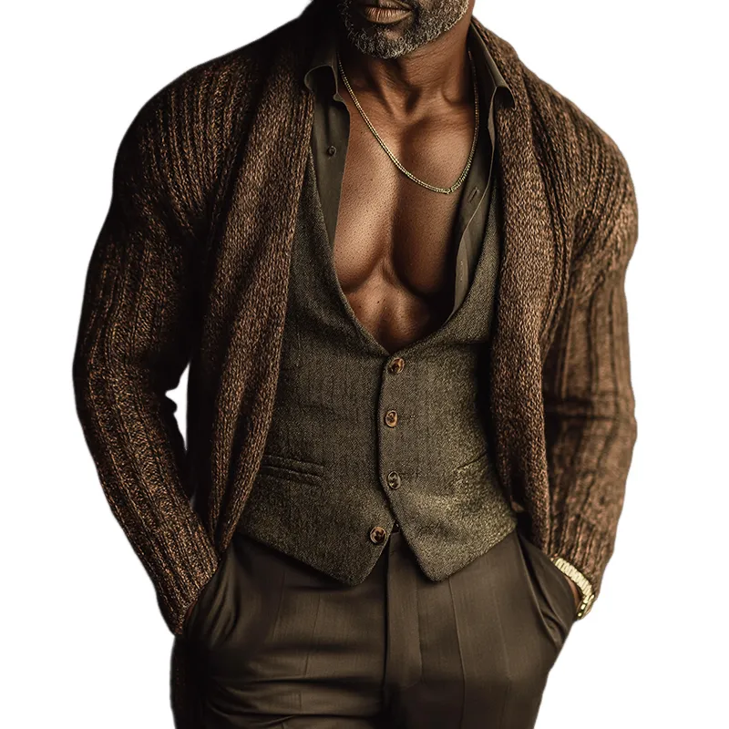 Men's Retro Casual Knitted Button-Up Cardigan MTA0951L0TO sold by Manly