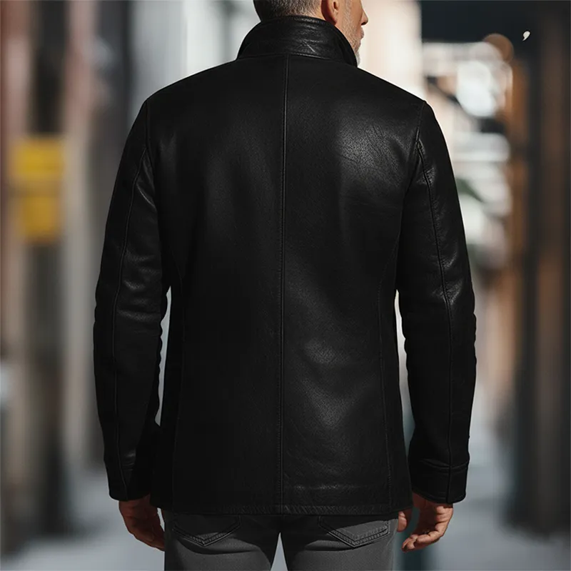 Men's Winter Vintage PU Faux Leather Button-up Jacket MTA1012L2P sold by Manly product image thumbnail 3