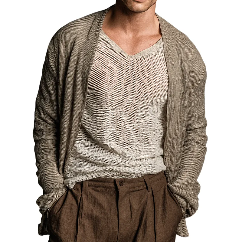 Men's Retro Casual Knitted Thin Buttonless Cardigan MTA0990L1TO sold by Manly