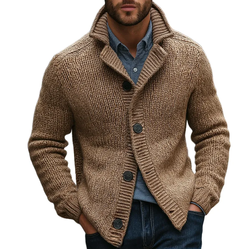 Men's Retro Casual Knitted Button-Down Lapel Cardigan MTA0810L4TO sold by Manly
