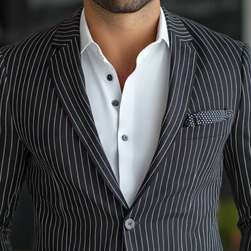 Men's Retro Casual Button Striped Blazer MTA0853L8TO sold by Manly product image thumbnail 3
