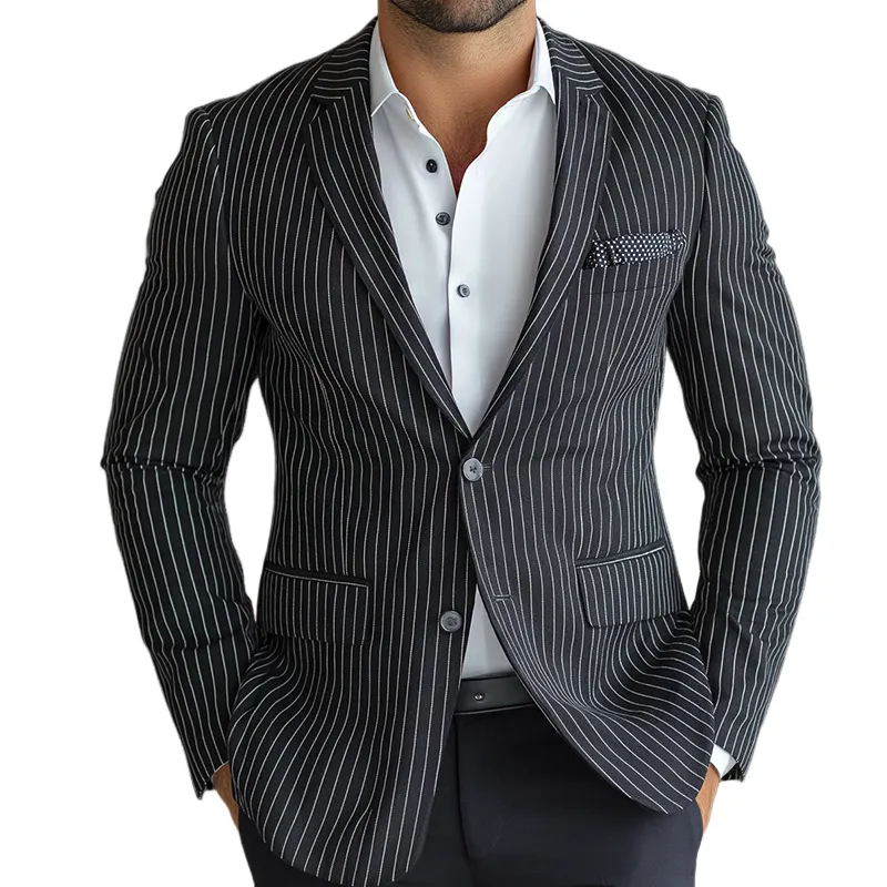 Men's Retro Casual Button Striped Blazer MTA0853L8TO sold by Manly