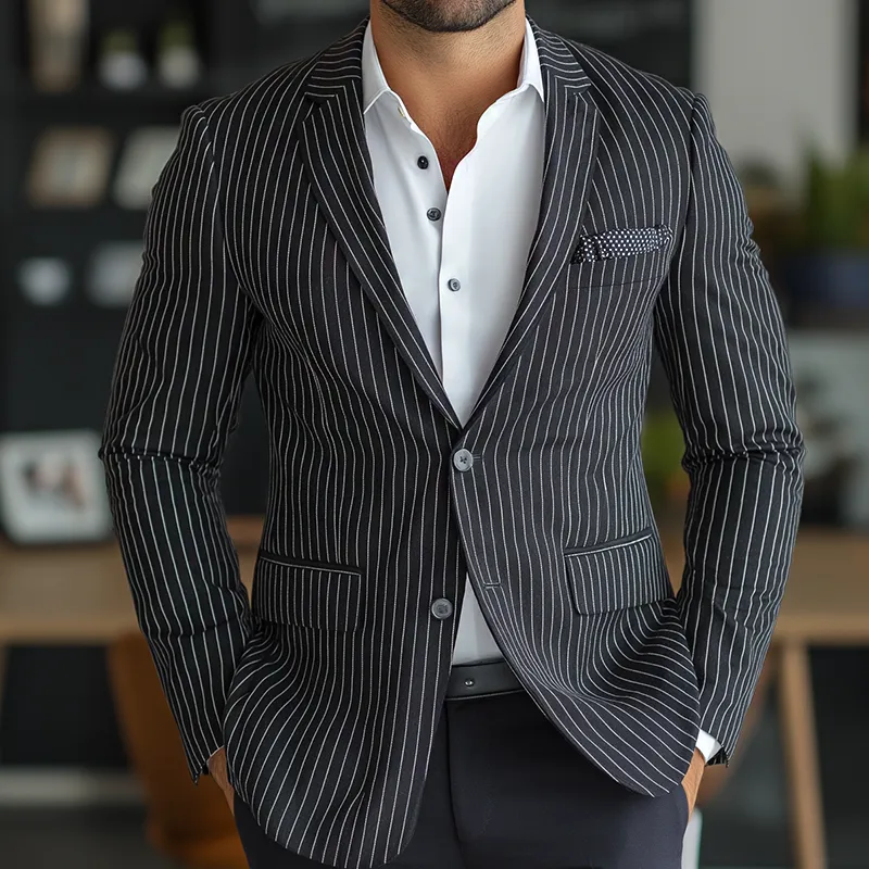 Men's Retro Casual Button Striped Blazer MTA0853L8TO sold by Manly product image thumbnail 2