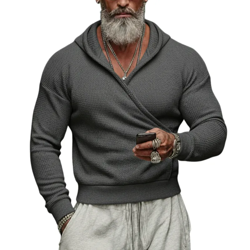 Men's Stylish And Trendy Waffle Hooded Slim-fit Sweatshirt MTA0972L7K sold by Manly