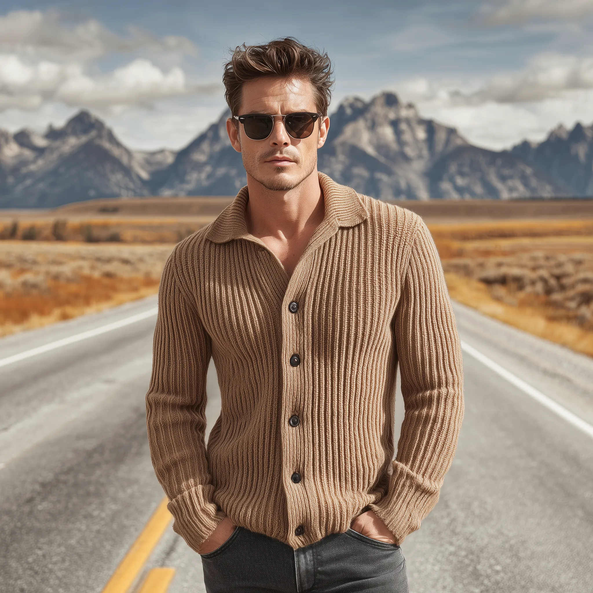 Men's Classic Vintage Lapel Slim-fit Knitted Cardigan MTA0935L9K sold by Manly product image thumbnail 2