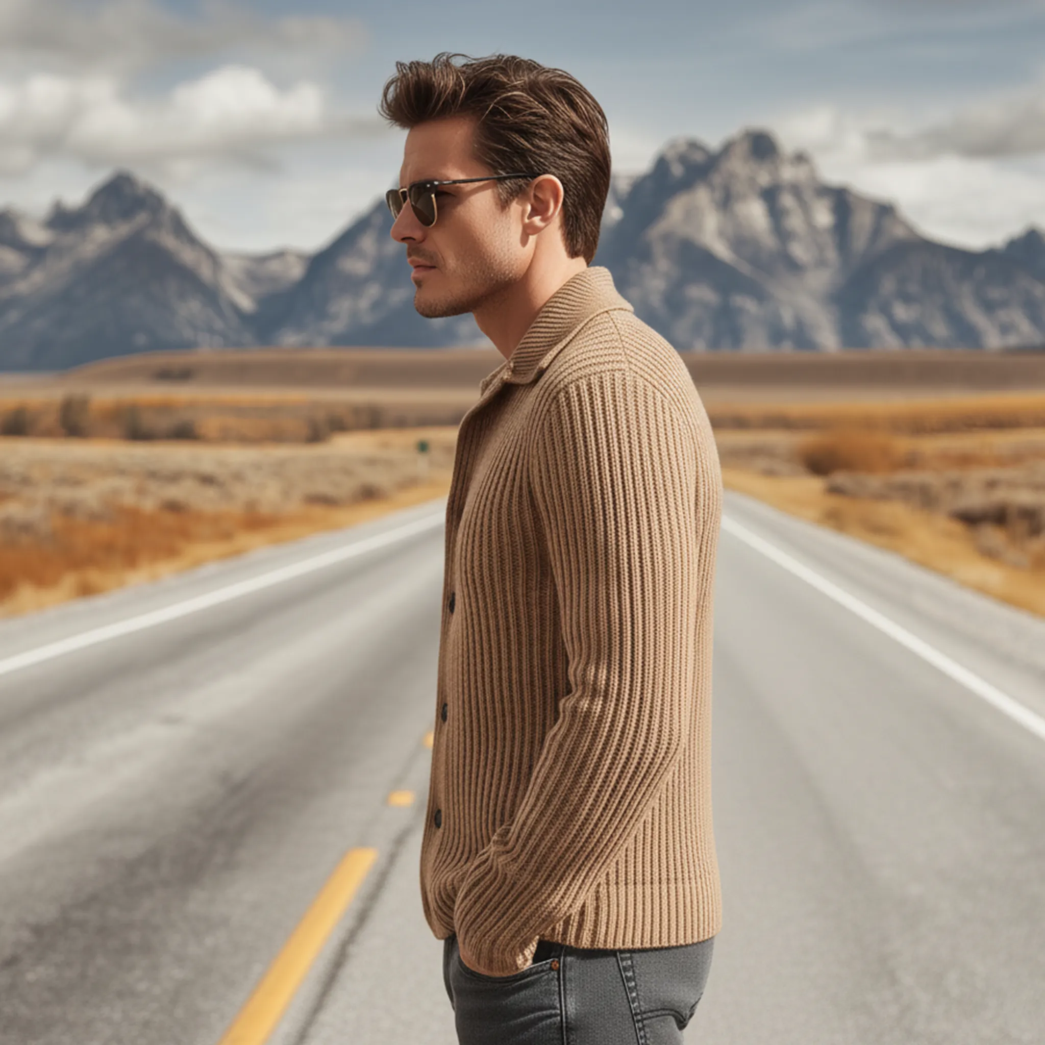 Men's Classic Vintage Lapel Slim-fit Knitted Cardigan MTA0935L9K sold by Manly product image thumbnail 3
