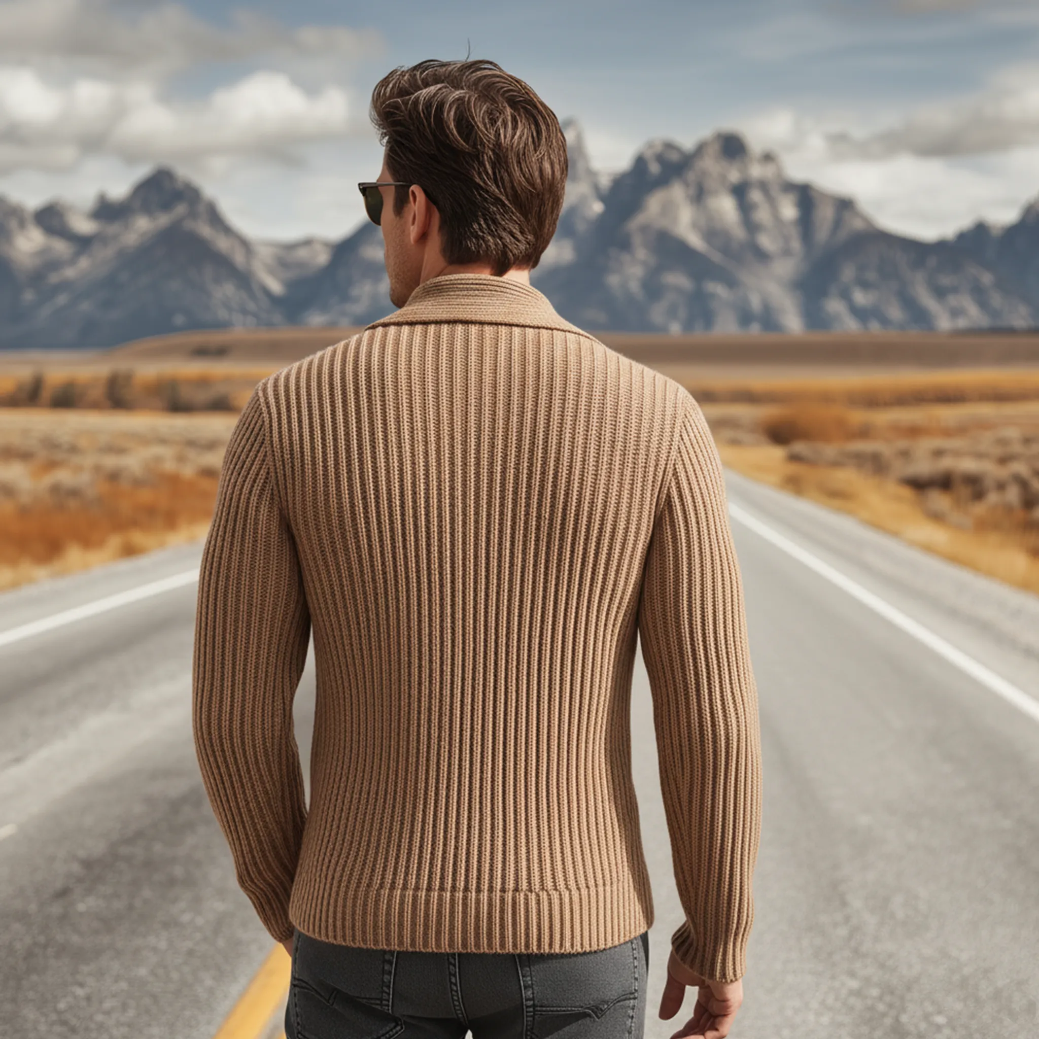 Men's Classic Vintage Lapel Slim-fit Knitted Cardigan MTA0935L9K sold by Manly product image thumbnail 4