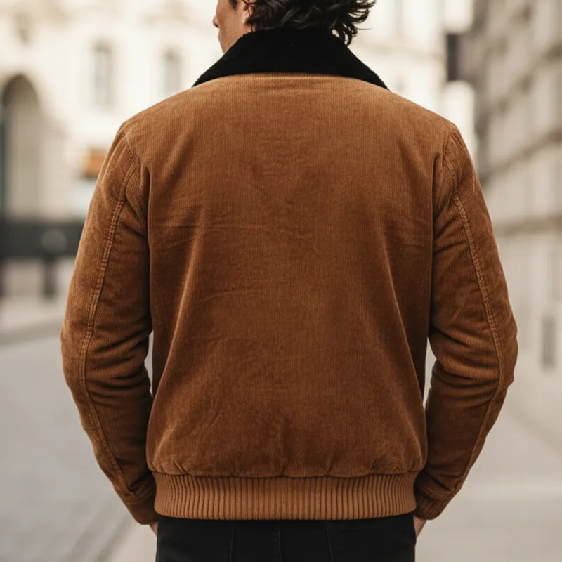 Men's Urban Caramel Corduroy Fur Collar Jacket MTA0980L5U sold by Manly product image thumbnail 5