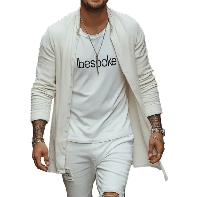 Men's Stylish And Simple Cotton And Linen Blend Button-down Shirt MTA0858L5P sold by Manly