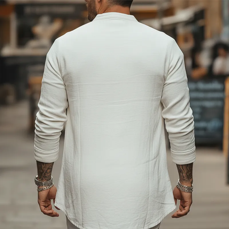 Men's Stylish And Simple Cotton And Linen Blend Button-down Shirt MTA0858L5P sold by Manly product image thumbnail 3