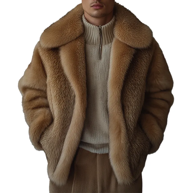 Men's Winter Vintage Faux Mink Fur Zip-up Jacket MTA0412L6P sold by Manly