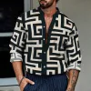 Men's Retro Back Pattern Stand Collar Shirt 36029442TO sold by Manly