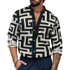 Men's Retro Back Pattern Stand Collar Shirt 36029442TO sold by Manly