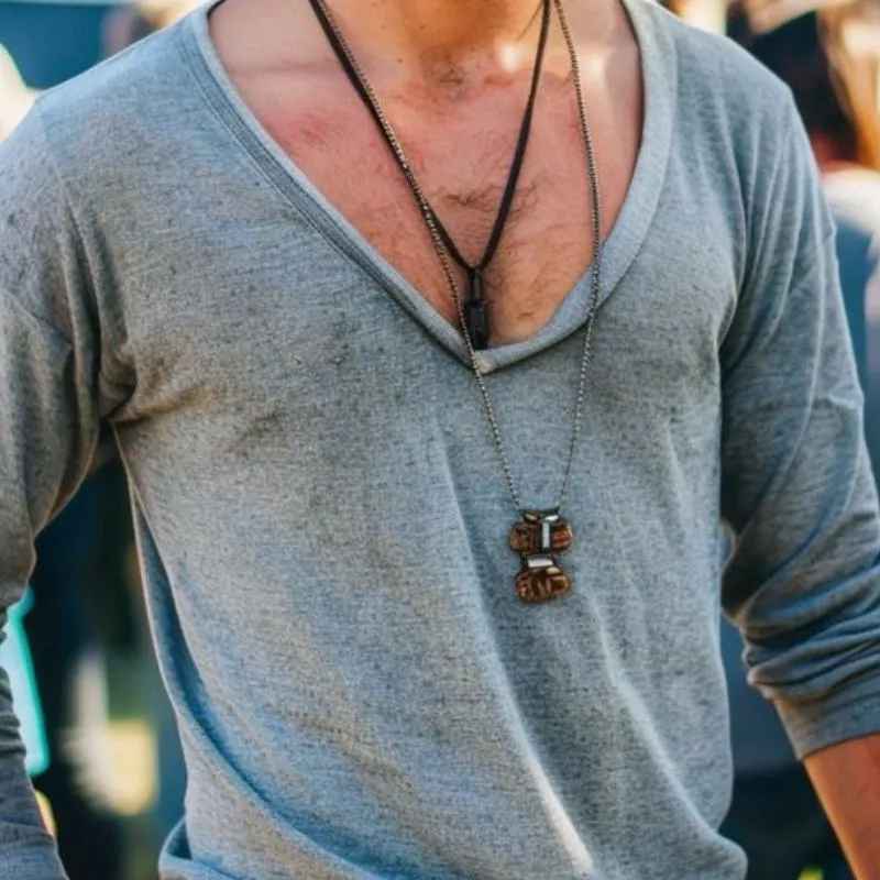 Men's Casual Cotton Blended Deep V Neck Long Sleeve T-Shirt 19117333M sold by Manly product image thumbnail 3