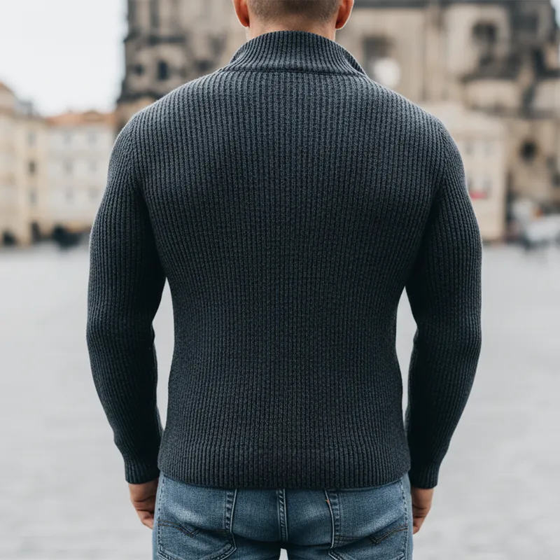 Men's Urban Slim-fit Stand-collar Zip-up Knitted Cardigan MTA2926L8U sold by Manly product image thumbnail 4