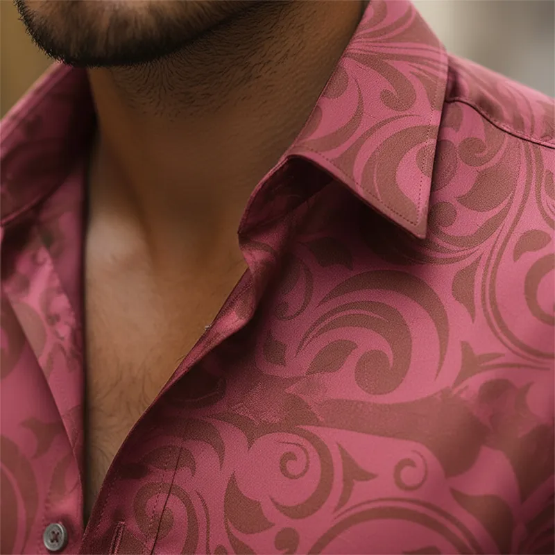 Men's Spring Fashion Printed Satin Long-sleeved Shirt MTA2306L9P sold by Manly product image thumbnail 3