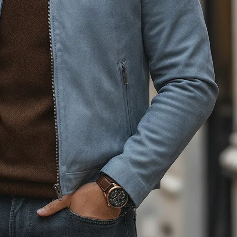 Men's Spring Vintage Faux Suede Zip-up Jacket MTA2342L4P sold by Manly product image thumbnail 4