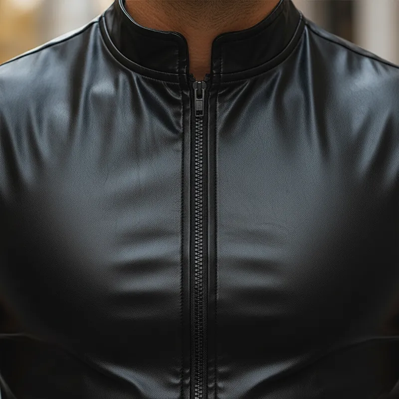 Men's Vintage PU Faux Leather Zippered Sleeveless Vest MTA2505L2P sold by Manly product image thumbnail 4