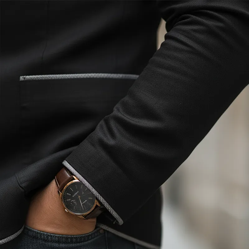 Men's Vintage Style Color-block Cotton And Linen Button-up Stand-collar Jacket MTA2588L0P sold by Manly product image thumbnail 4