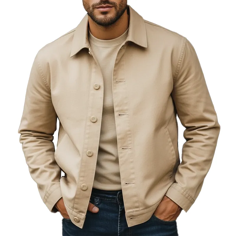 Men's Spring Simple Twill Cotton Button-up Jacket MTA2602L7P sold by Manly