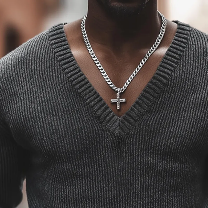 Men's Retro Casual Knitted V-Neck Sweater MTA2631L8TO sold by Manly product image thumbnail 3