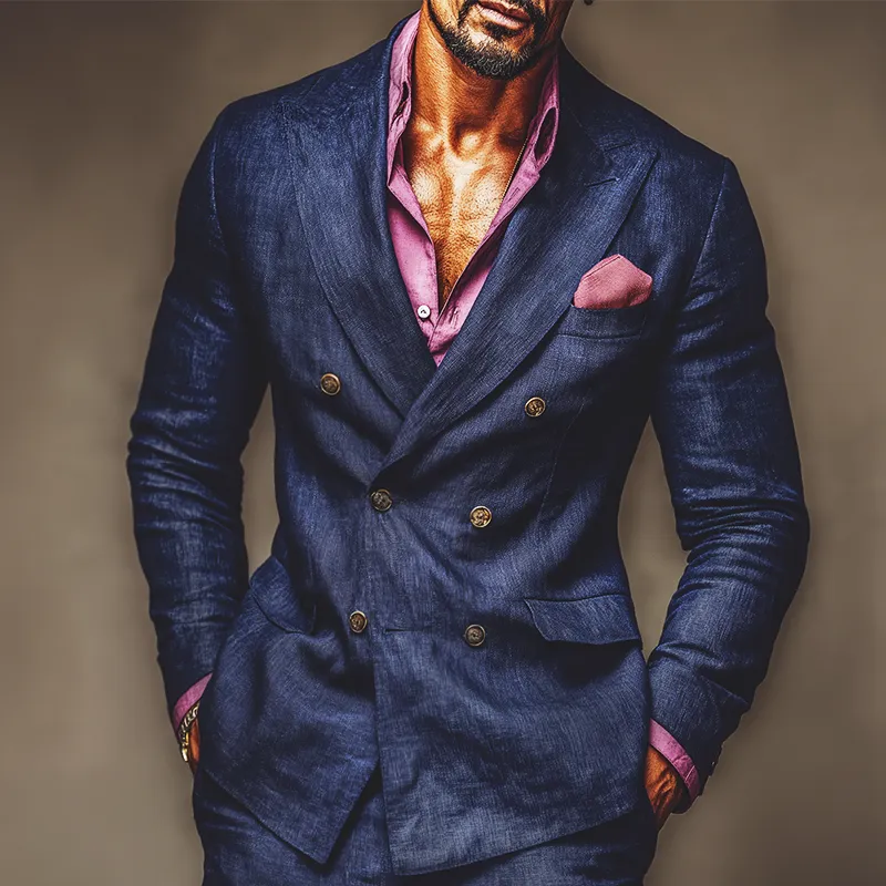 Men's Retro Casual Solid Color Blazer MTA2679L5TO sold by Manly product image thumbnail 2