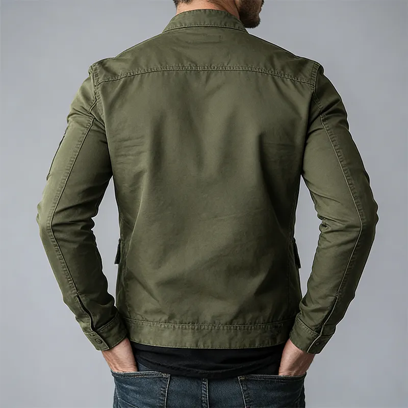 Men's Retro Casual Cotton Zipper Stand Collar Jacket MTA2645L3TO sold by Manly product image thumbnail 3
