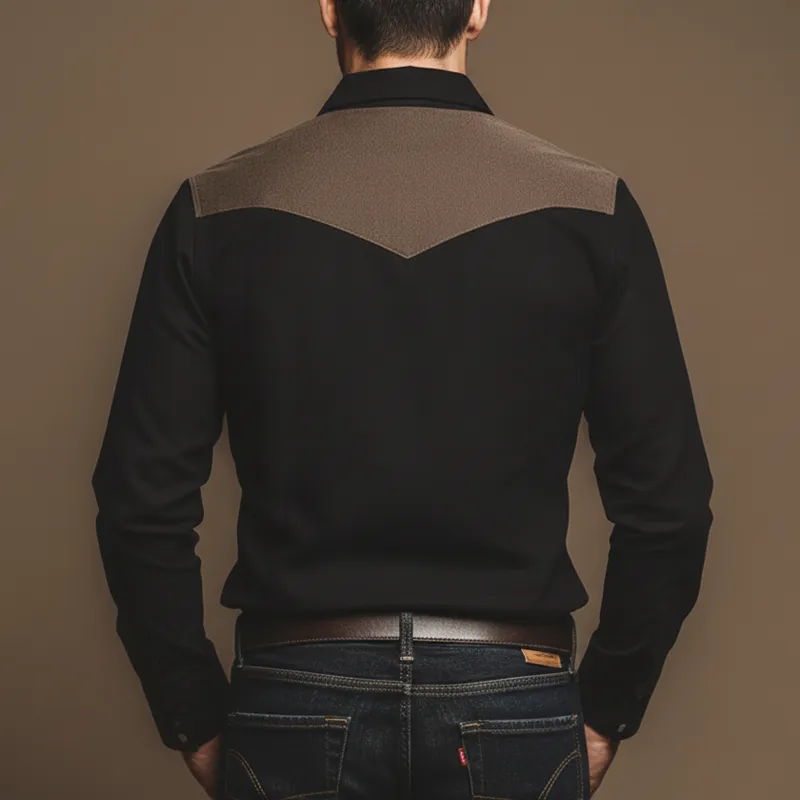 Men's Vintage Classic Color-block Cotton Blend Long-sleeved Shirt MTA2668L3U sold by Manly product image thumbnail 5