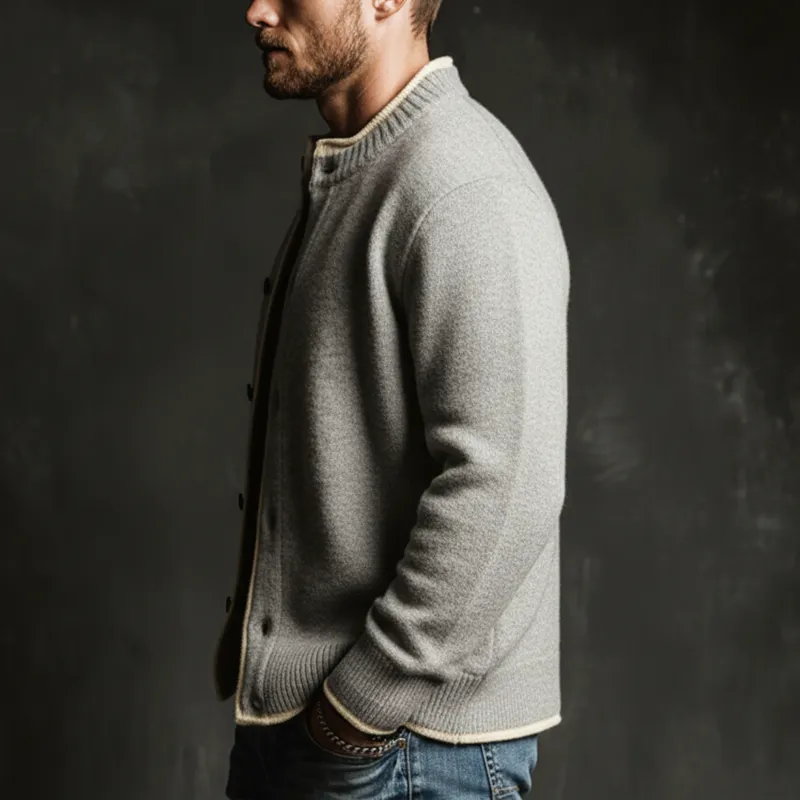 Men's Classic Stylish Color-block Imitation Two-piece Button-up Knitted Cardigan MTA2635L2U sold by Manly product image thumbnail 4