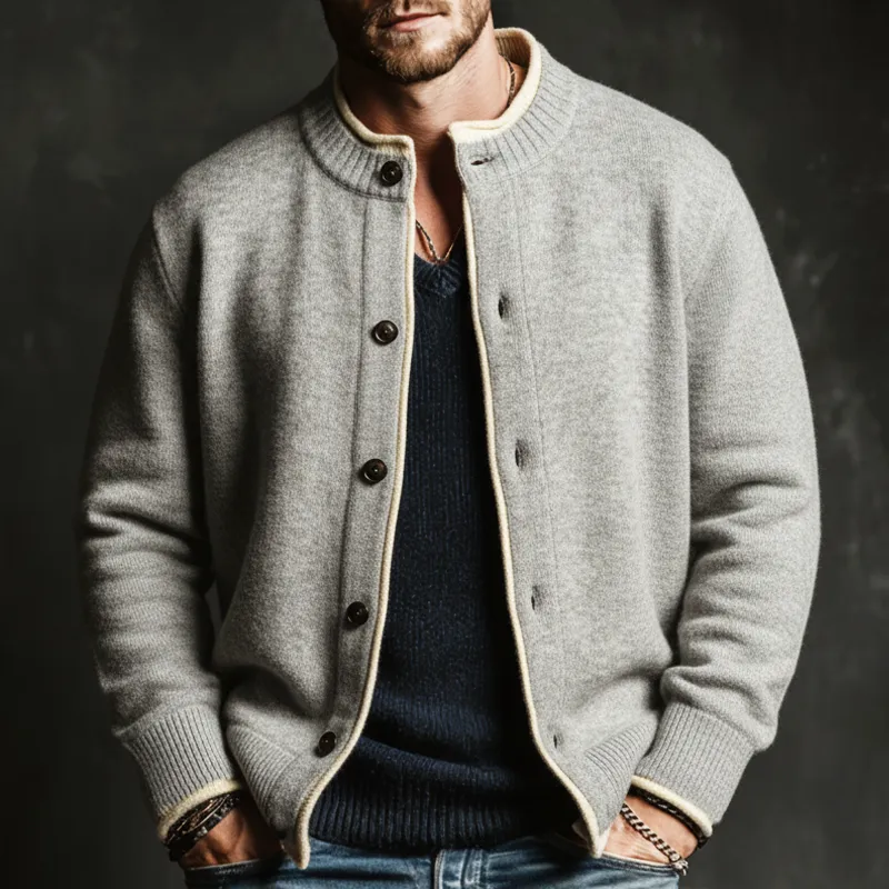 Men's Classic Stylish Color-block Imitation Two-piece Button-up Knitted Cardigan MTA2635L2U sold by Manly product image thumbnail 3