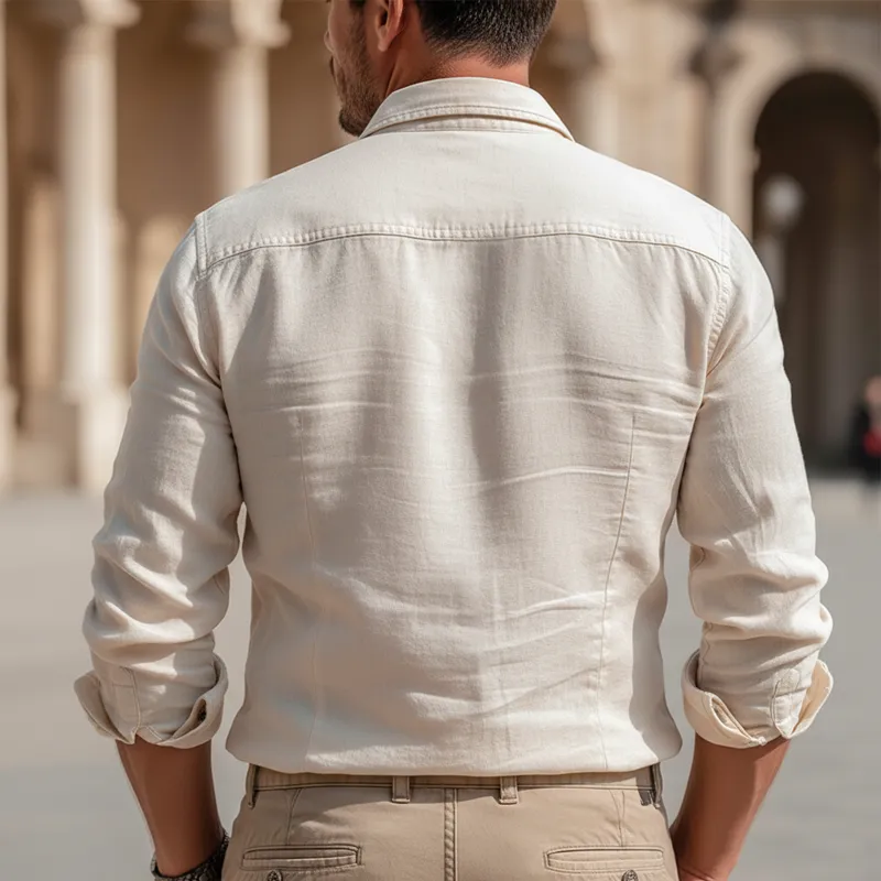 Men's Vintage Business Cotton Blend Long-sleeved Shirt MTA2673L1U sold by Manly product image thumbnail 3