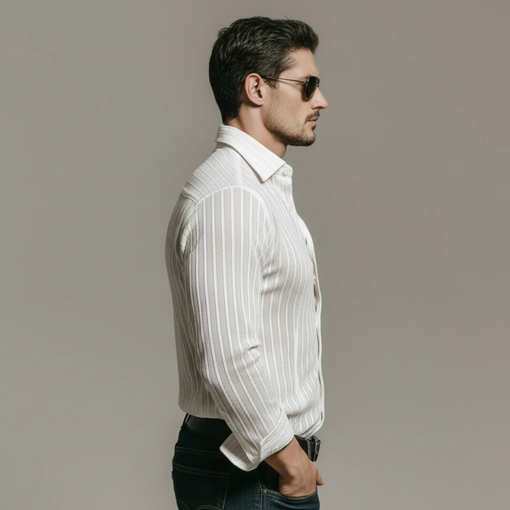 Men's Classic Casual And Stylish Textured Cotton Blend Long-sleeved Shirt MTA2656L9K sold by Manly product image thumbnail 3