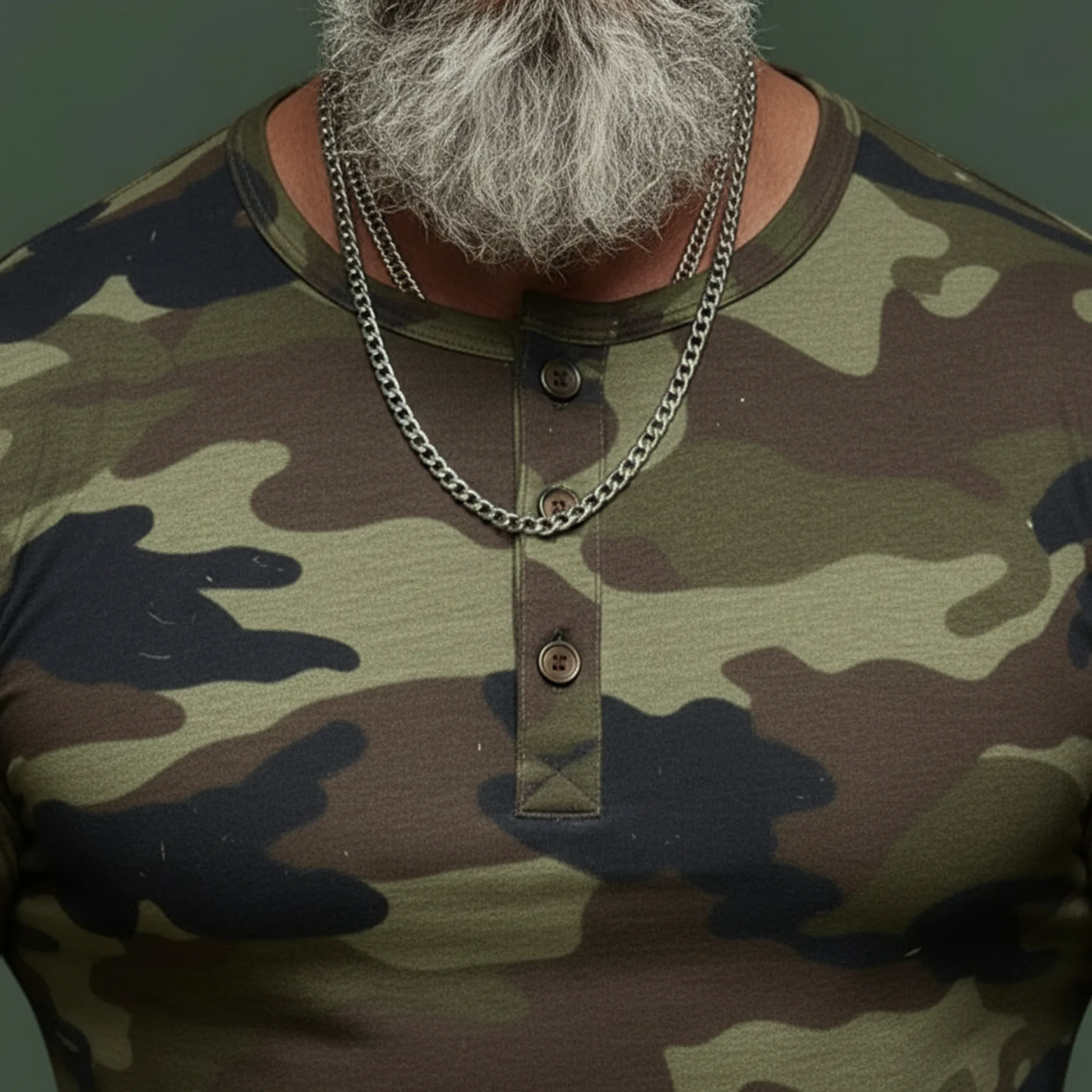 Men's Classic Casual Tough-guy Style Camouflage Cotton Blend Henley Neck Long-sleeved T-shirt MTA2636L1K sold by Manly product image thumbnail 4