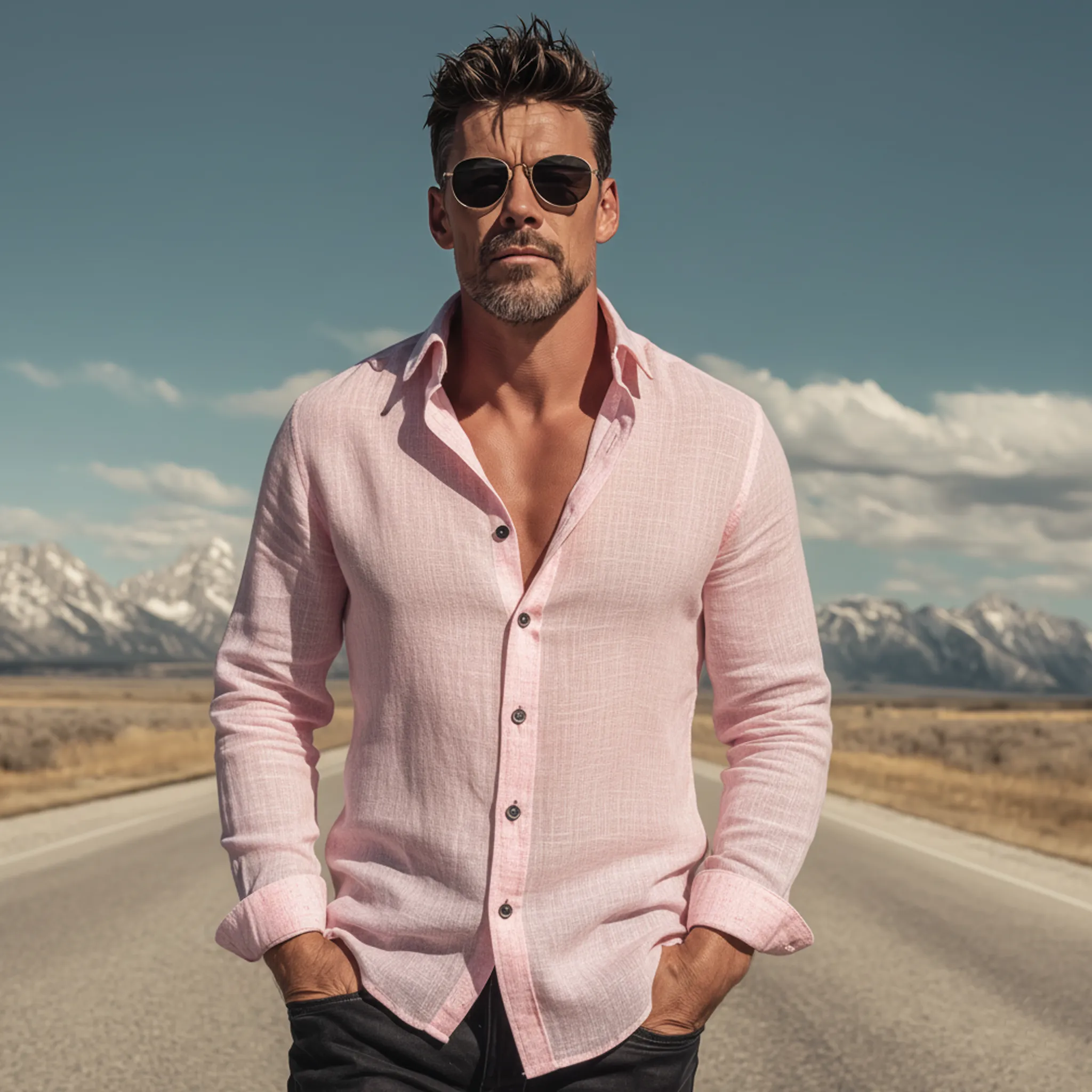 Men's Classic Casual Cotton And Linen Long-sleeved Shirt MTA2469L0K sold by Manly product image thumbnail 2