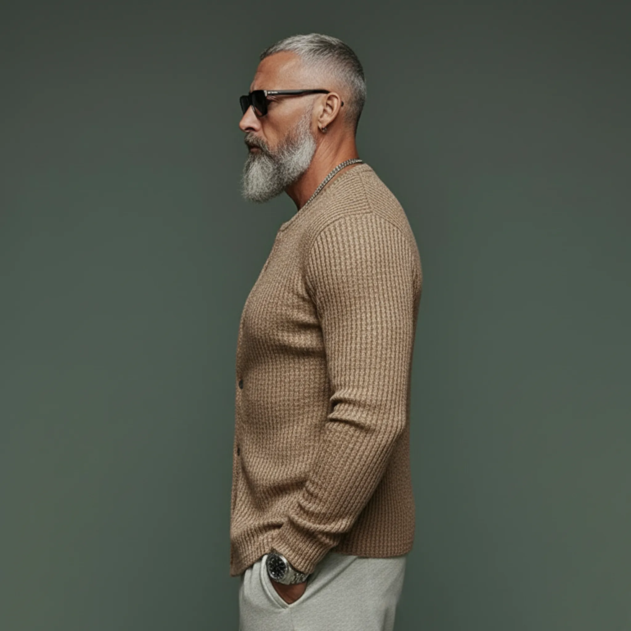 Men's Classic Casual Slub Yarn Ribbed Slim-fit Long-sleeved Shirt MTA2430L6K sold by Manly product image thumbnail 3