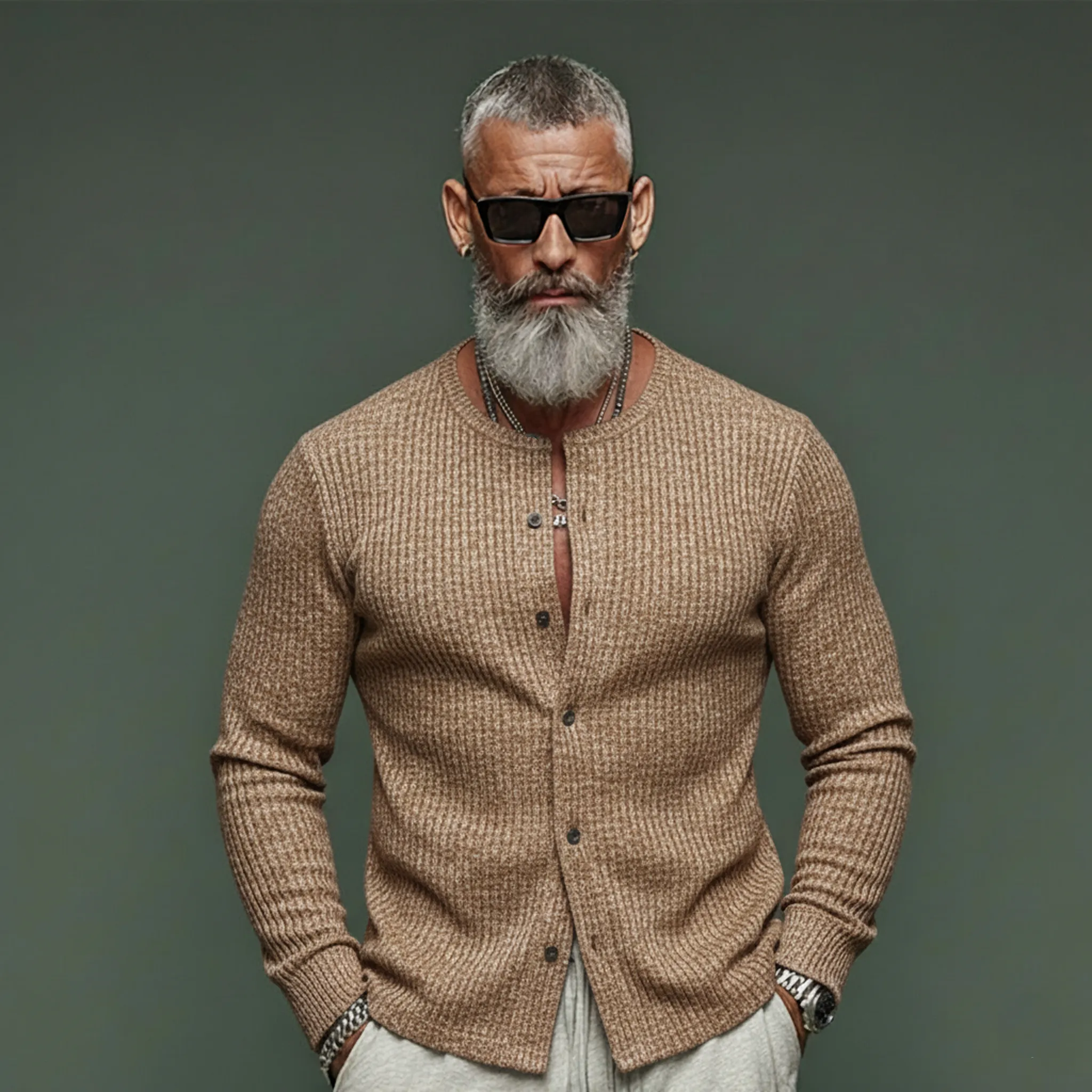 Men's Classic Casual Slub Yarn Ribbed Slim-fit Long-sleeved Shirt MTA2430L6K sold by Manly product image thumbnail 2