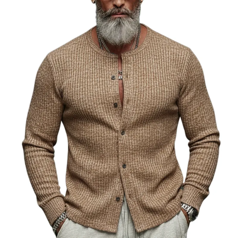 Men's Classic Casual Slub Yarn Ribbed Slim-fit Long-sleeved Shirt MTA2430L6K sold by Manly