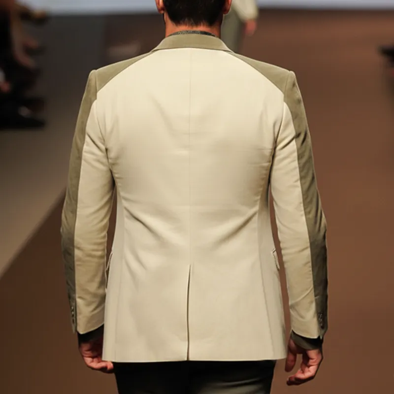 Men's Business Faux Suede Color-blocked Two-button Single-vent Slim-fit Blazer MTA2558L5U sold by Manly product image thumbnail 4