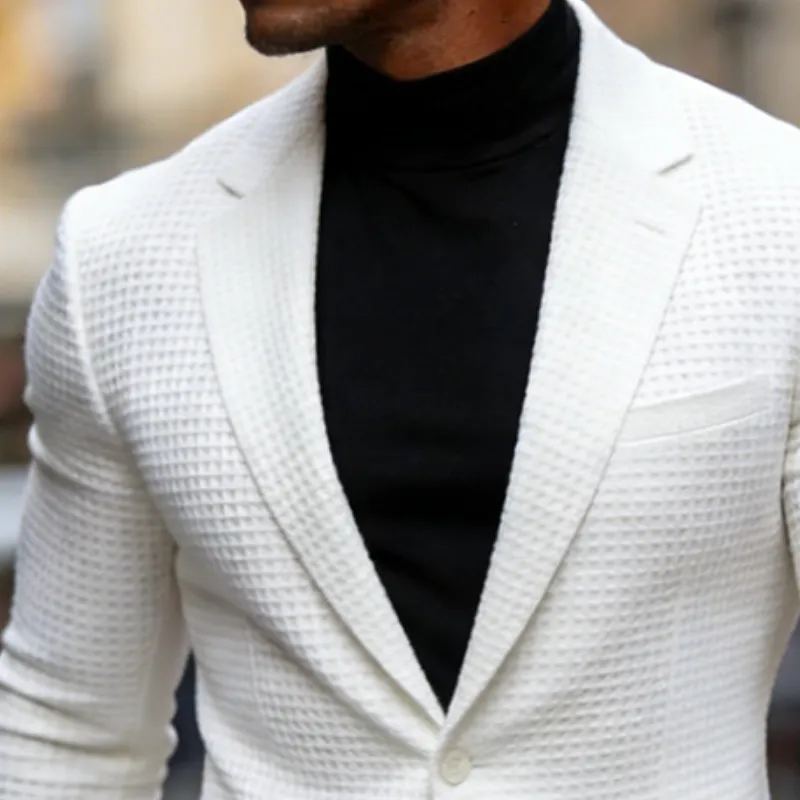 Men's Retro Casual Solid Color Waffle Blazer MTA2318L0TO sold by Manly product image thumbnail 3