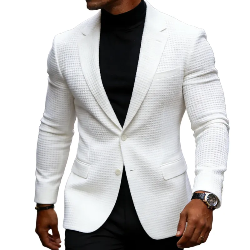 Men's Retro Casual Solid Color Waffle Blazer MTA2318L0TO sold by Manly