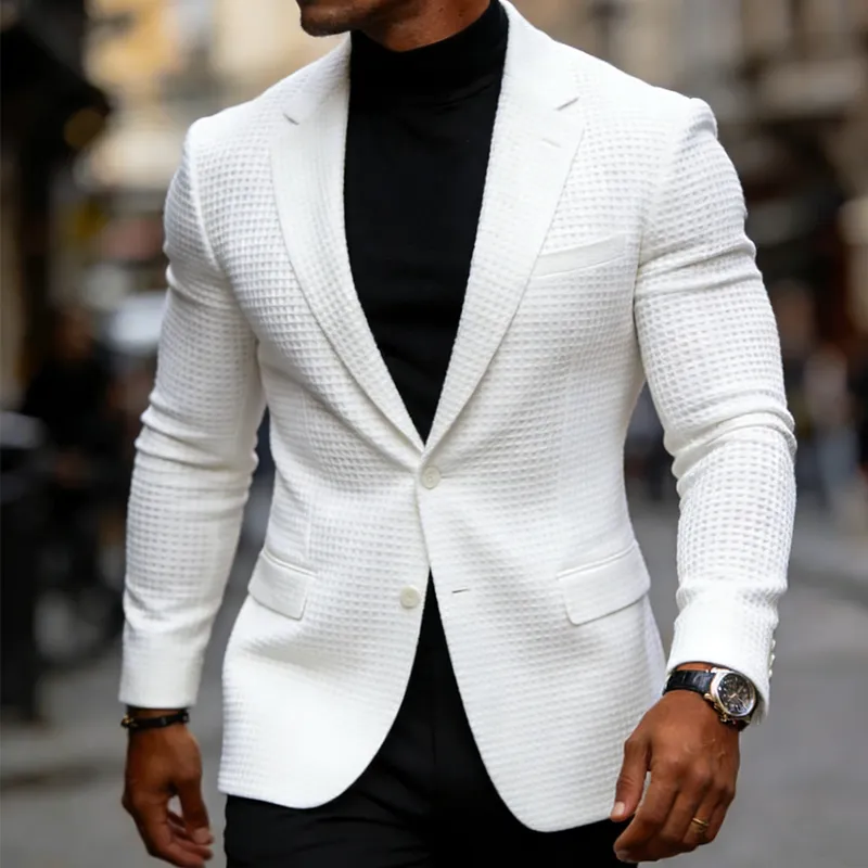 Men's Retro Casual Solid Color Waffle Blazer MTA2318L0TO sold by Manly product image thumbnail 2