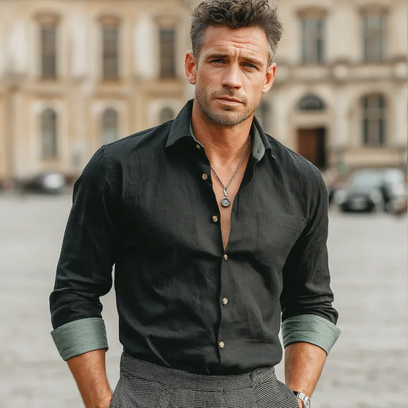 Men's Urban Business Cotton Color-block Long-sleeved Shirt MTA2486L8U sold by Manly product image thumbnail 2