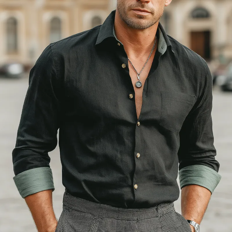 Men's Urban Business Cotton Color-block Long-sleeved Shirt MTA2486L8U sold by Manly product image thumbnail 3