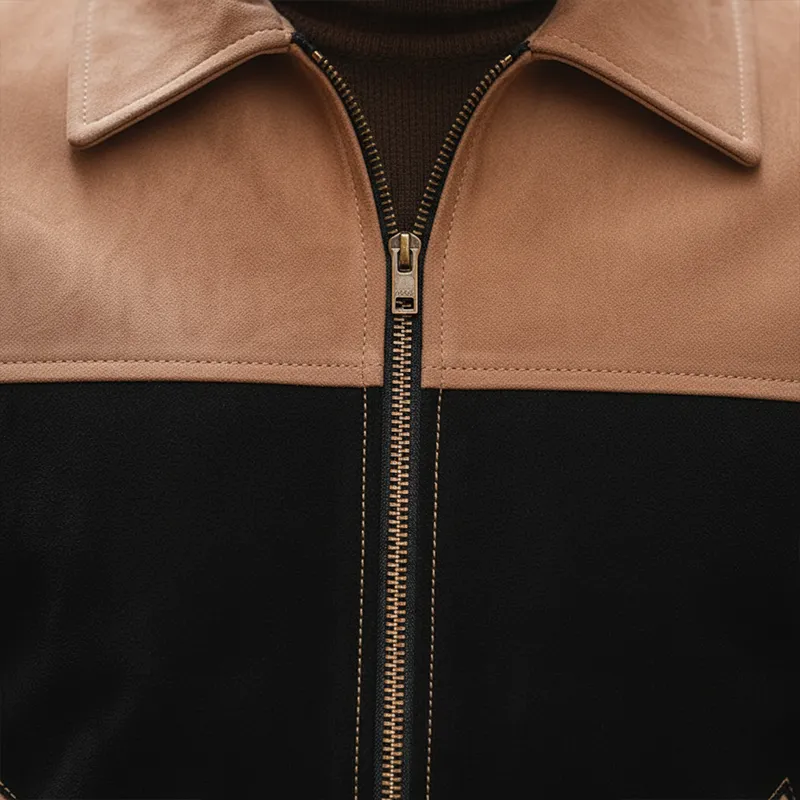 Men's Vintage Color-block Faux Suede Zip-up Jacket MTA2373L9P sold by Manly product image thumbnail 4