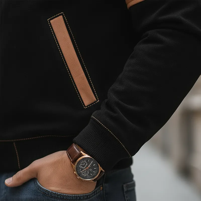 Men's Vintage Color-block Faux Suede Zip-up Jacket MTA2373L9P sold by Manly product image thumbnail 5